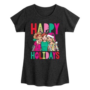 Girls' - Barbie - Happy Holidays Fitted Short Sleeve Graphic T-Shirt - 1 of 4