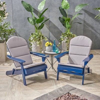 Malibu 2pk Acacia Wood Adirondack Chairs - Blue/Gray - Christopher Knight Home