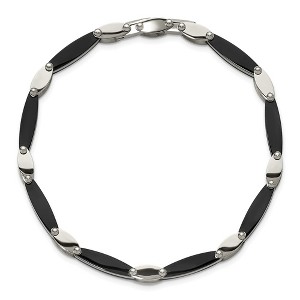 Chisel Stainless Steel Polished Black IP-plated 8" Plus a .5" Extension Link Bracelet - 1 of 4