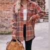 Womens Button Down Flannel Shirts Oversized Long Sleeve Plaid Shackets Business Casual Blouse Top - 2 of 4