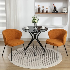Set of 2/1 Boucle Fabric Dining Chairs With Black Metal Legs 4A -ModernLuxe - 1 of 4