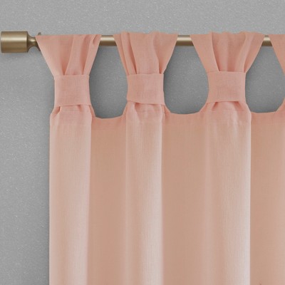 Blush Tab Top Sheer Linen-Blend Window Panel 50" x 84"
