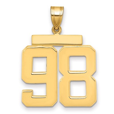 Black Bow Jewelry 14k Yellow Gold, Athletic Collection, Large Polished Number 98 Pendant