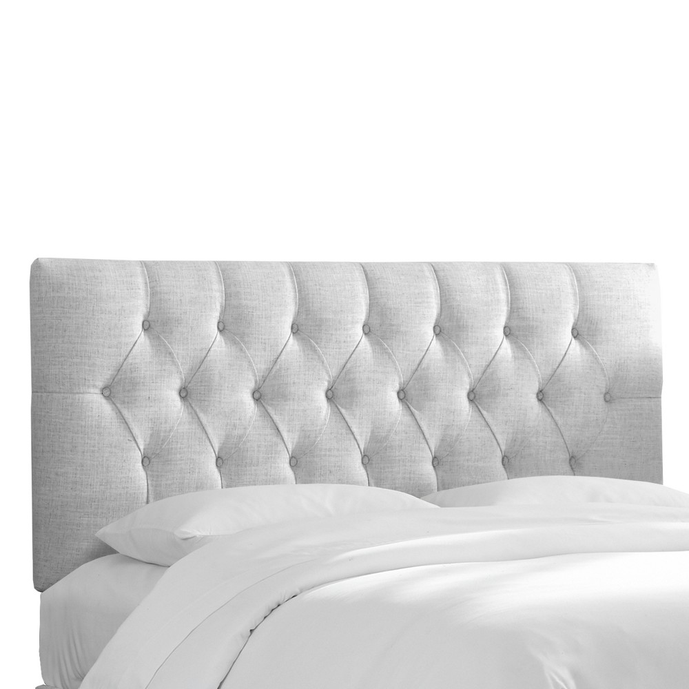 Skyline Furniture California King Edwardian Tufted Upholstered Headboard Pumice Gray Linen: Diamond-Tufting, Adjustable Height