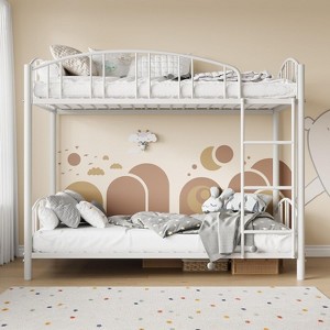 Loft Bed/Bunk Bed Twin Size with Ladde and Arched Guardrail, Heavy Duty Metal Bed Frame for Kids and Adults, Small Space Saving Design - 1 of 4