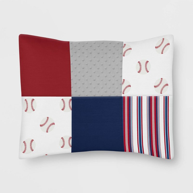 5pc Baseball Patch Toddler Kids&#39; Bedding Set Red and White - Sweet Jojo Designs, 3 of 5