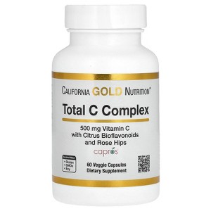 California Gold Nutrition Total C Complex with Ascorbic Acid, Amla Extract, Citrus Bioflavonoids & Rose Hip Extract, 500 mg, 60 Veggie Capsules - 1 of 3