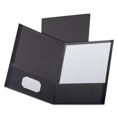 Oxford Linen Finish Twin Pocket Folders Letter Black 25/Box 53406