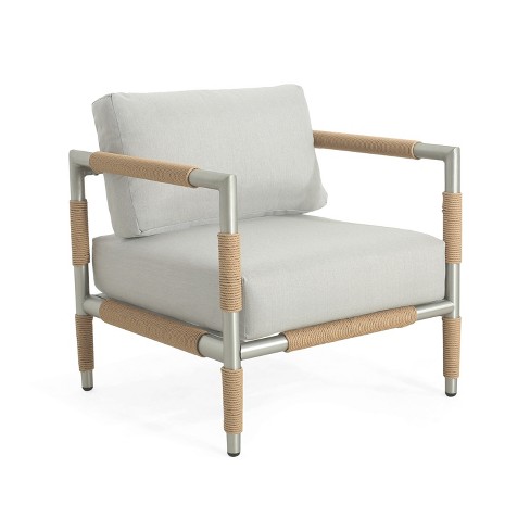 Christopher Knight Home Wevin Aluminum Chair with Cushions, Light Grey - image 1 of 4