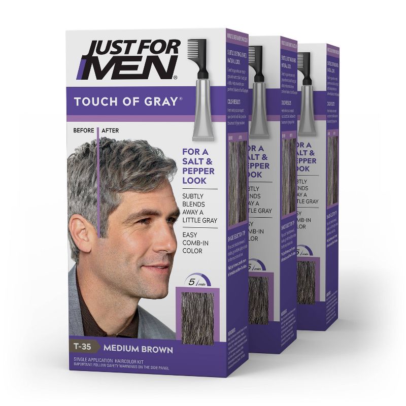 Just For Men Touch of Gray, Gray Hair Coloring for Men's with Comb Applicator Great for a Salt and Pepper Look, 1 of 7