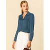 INSPIRE CHIC Women's Elegant V Neck Long Sleeve Office Work Satin Shirt - 2 of 4