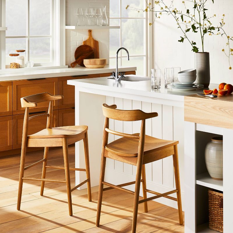 Kaysville Curved Back Wood Counter Height Barstool - Threshold™ designed with Studio McGee, 3 of 14