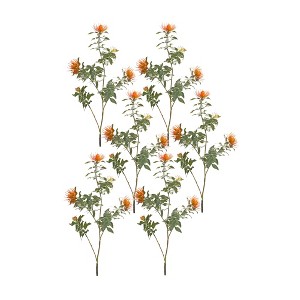 Protea Stem Set Of 6 Orange and Green 34.25 Inch Faux Flowers for Home Decor By Melrose - 1 of 3