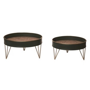 Transpac Wood Dark Green Everyday Tray Set of 2 - 1 of 2