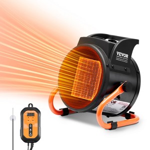 VEVOR Greenhouse Heater with Thermostat, 1500W PTC Fast Heating, 3-Speed Setting Small Grow Tent Heater, Electric Portable Heater Fan,Black&Orange - 1 of 4