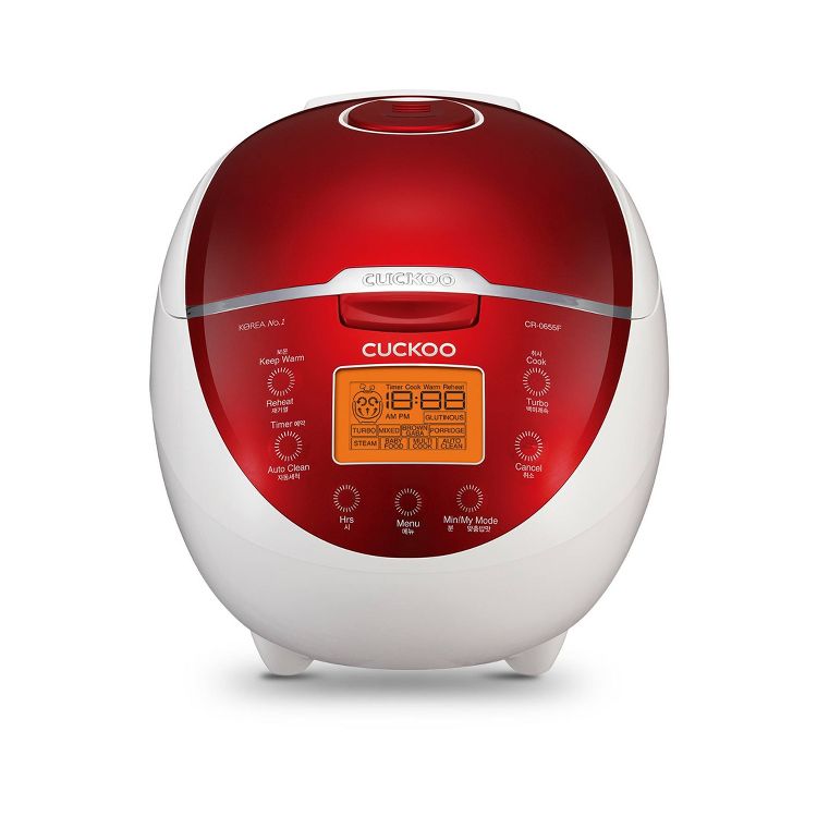 CUCKOO 6-Cup Micom Rice Cooker and Warmer White/Red: 12 Settings, Automatic Keep Warm, Dishwasher-Safe Parts, Timer