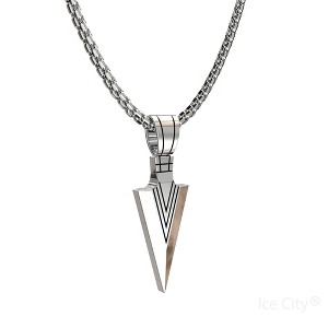 Ice City Men's Arrowhead Pendant Necklace, Spear Point Design, Chain Necklace for Men - 1 of 4