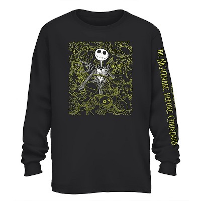 Mens Disney Jack Skellington Shirt - The Nightmare Before Christmas Tee - Skellington Long Sleeve T-Shirt
