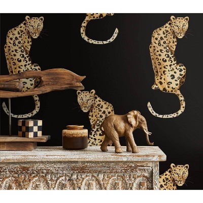 Black Vinyl Leopard Print Peel & Stick Wallpaper Roll