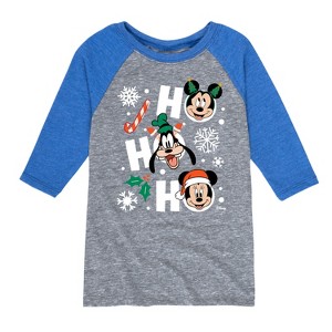 Boys' - Disney - Ho Ho Ho Characters Raglan Graphic T-Shirt - 1 of 3