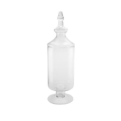 Northlight 19" Transparent Glass Cylindrical Jar with Finial Topped Lid - Clear