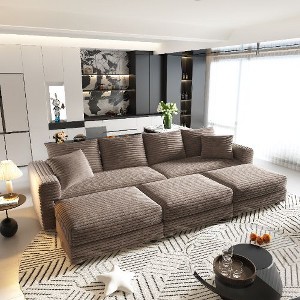 Kumasinova Corduroy Cloud Sofa with Cushions, Convertible Sofa Lounge Chair, Plush Modern 4-Seat Sofa, Easy Assembly, Couches for Living Room - 1 of 4