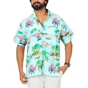 LA LEELA Men's Hawaiian Shirts Short Sleeve Button Down Shirt Mens Shirts Casual Vacation Party Caribbean Shirts for Men XXL Cerulean, Landscape - 1 of 4