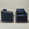 KINWELL 31"W Oak Frame Upholstered Swivel Barrel Armchair, Set of 2 - 4 of 4
