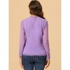 INSPIRE CHIC Women's Elegant Lace Sleeve Scalloped Trim Summer Casual Chiffon Blouse - 4 of 4