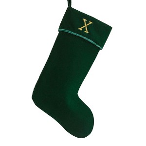 Personalization Mall Classic Christmas Embroidered Initial Green Christmas Stockings - 1 of 3