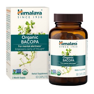 Himalaya Organic Bacopa Monnieri Nootropic Herbal Supplement, USDA Certified Organic, Non-GMO, 750 mg, 60 Plant-Based Caplets, 60 Day Supply - 1 of 4