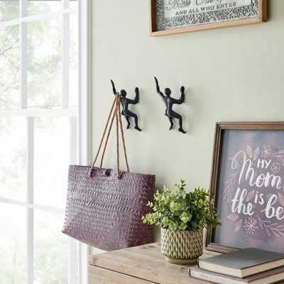 Black Cast Iron Wall Climber Figurine Hooks for Kids