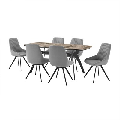 7pc Andes and Alison Rectangular Dining Set Gray - Armen Living