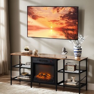 Farmhouse Industrial Style 58'' TV Stand For Tvs Up To 70'' With Electric Fireplace - 1 of 4