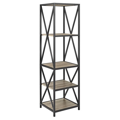 61 Urban Industrial X Side Metal And Wood Bookshelf Saracina