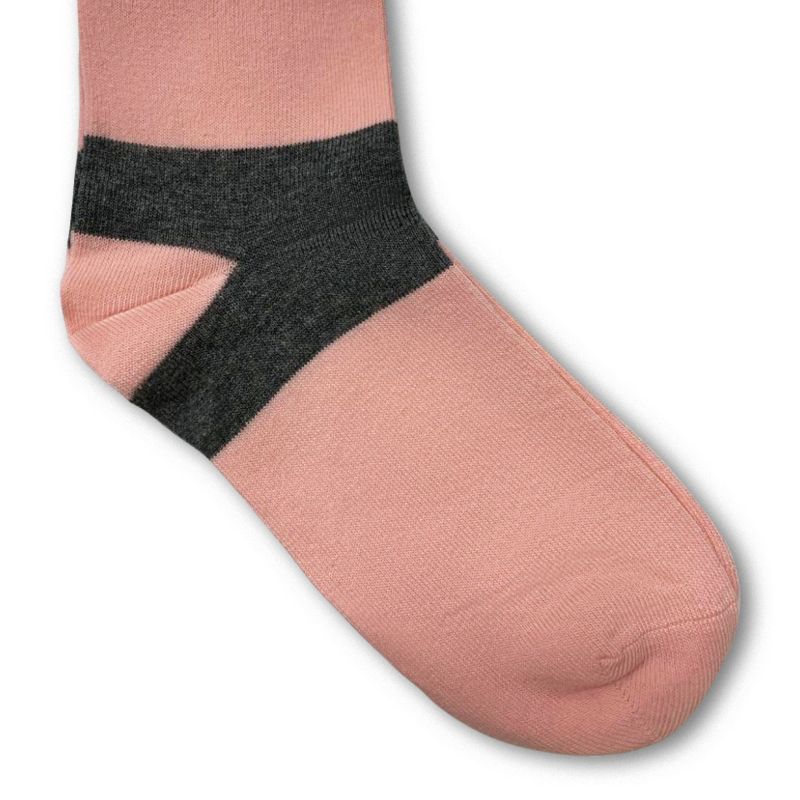 LECHERY Women's Heel-Stripe Pattern Socks (1 Pair) - One Size, Pink - Grey, 3 of 4