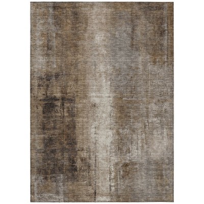 Brown And Ivory Abstract Washable Indoor Outdoor Area Rug
