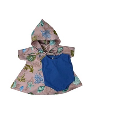 Doll Clothes Superstore Handmade Bathing Suit With Shell Print Cover Up Fits 15 Inch Baby Dolls