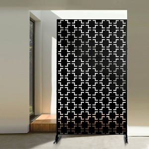 47-inches W x 72-inches H Black Galvanized Sheet Screen Outdoor and lndoor Divider for Balcony Patio Garden Room Divider ( Square 01) - 1 of 4