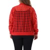 Women's Plus Size Hollow Out Long Sleeve Baseball Collar Zip Up Bomber Jackets - Agnes Orinda - 4 of 4