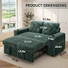 Dyonery 65" Loveseat Sleeper Sofa w/Pull-Out Bed  Chenille 3-in-1 Convertible, Reclining Backrest, USB Ports, Side Table, Storage Armrests - 3 of 4