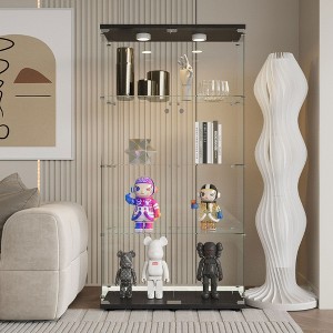 Versatile Tempered Glass Cabinet with Colorful LED Lights, Door Lock, and Adjustable Feet for Any Room - 1 of 4