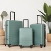 Vynxaria 3-Piece Green ABS Lightweight Luggage Set 20/24/28" with Two Hooks Spinner Wheels TSA Lock - 2 of 4