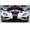 Koenigsegg One:1 Pebble White with Carbon and Red Stripes 1/64 Diecast Model Car by Autoart - 4 of 4