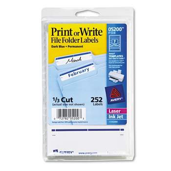 Avery Print or Write File Folder Labels 11/16 x 3 7/16 White/Dark Blue Bar 252/Pack 05200