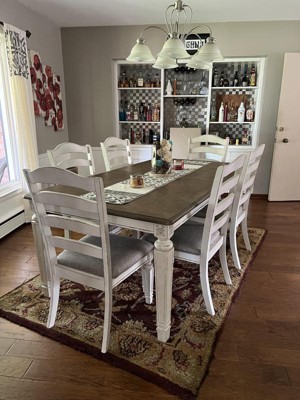 Realyn chipped white extendable online rectangular dining room set