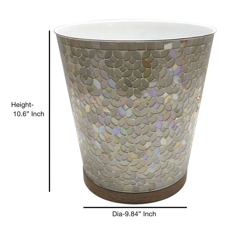 Pearl Escent Mosaic and Wood Bathroom Wastebasket - Nu Steel, 5 of 7