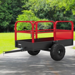 CuisinSmart Heavy-Duty Garden Trailer, 1700lbs Steel ATV Trailer Tow Behind Dump Cart, Load Capacity 17 Cubic Feet, with Removable Sides and 2 Tires - 1 of 4