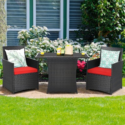 Costway 3pcs Patio Rattan Furniture Set Cushion Sofa Armrest Garden ...