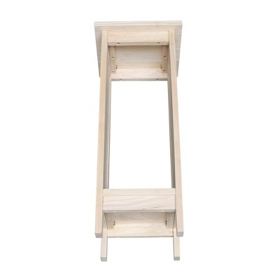 Unfinished Solid Parawood Mission Plant Stand with Shelf